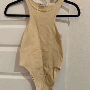 Zara Beige Ribbed Bodysuit size xs/s